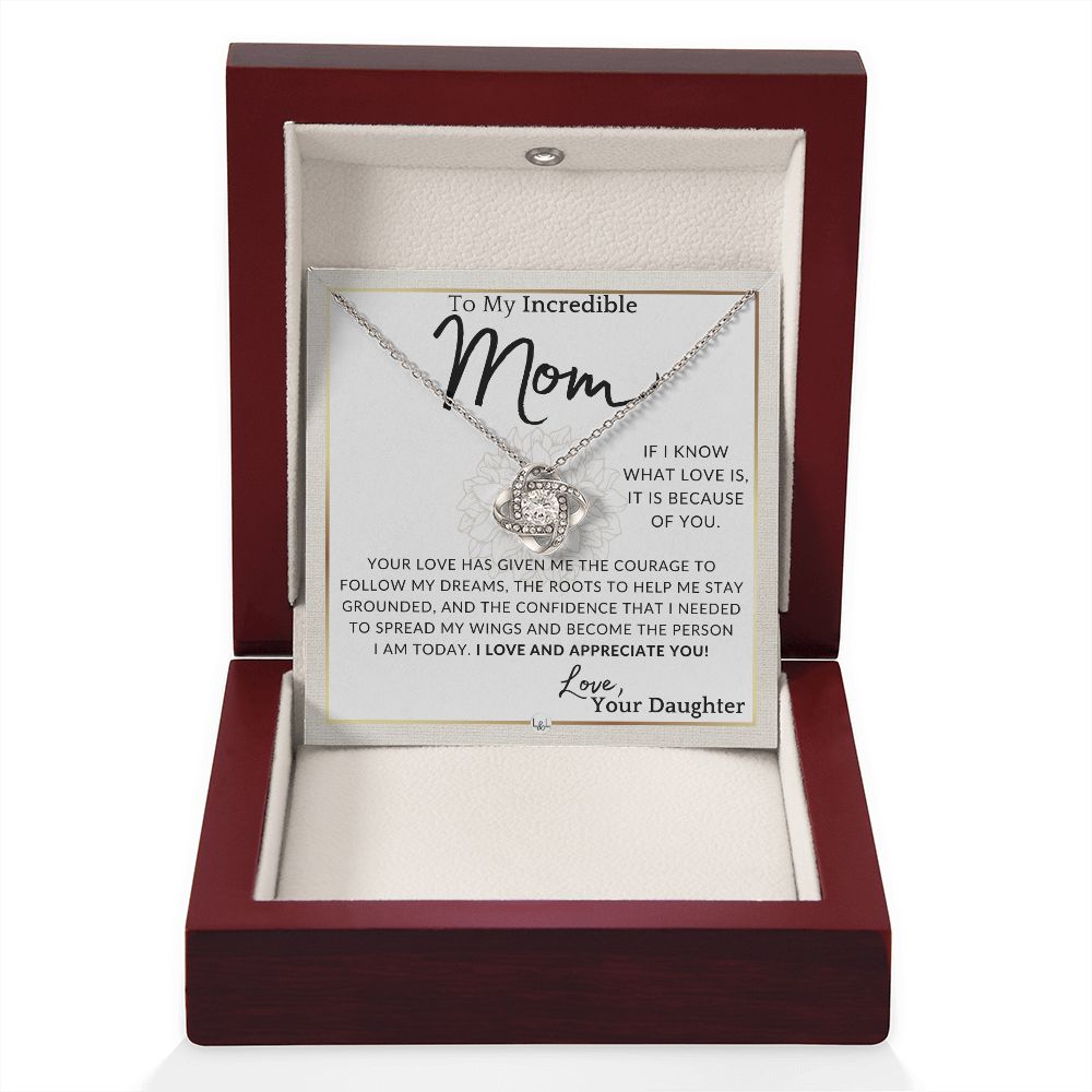Gift for Mom - Because Of You - To My Mother, From Daughter - A Beautiful Women's Pendant Necklace - Great For Mother's Day, Christmas, or Her Birthday