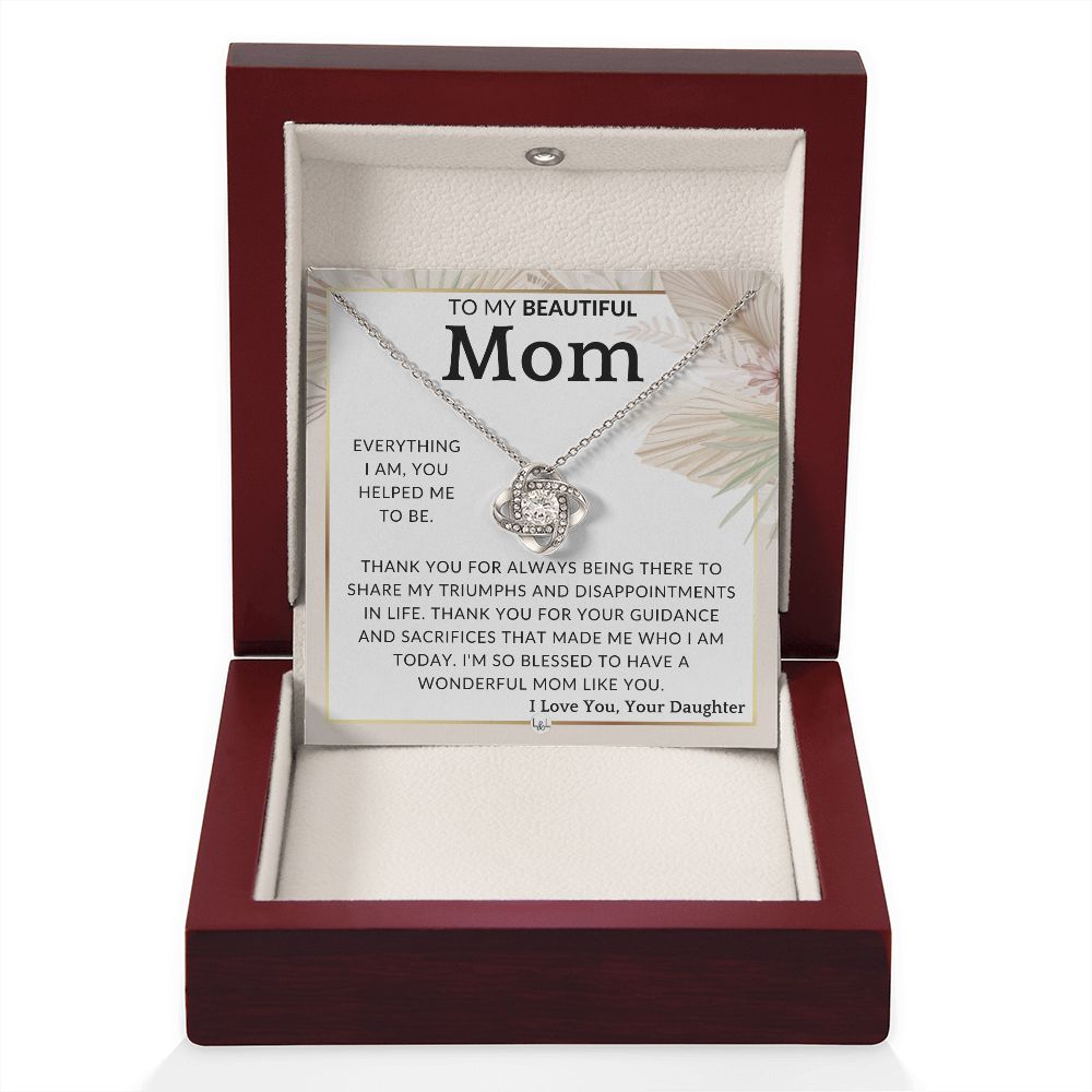 Gift for Mom - You Helped Me - To Mother, From Daughter - Beautiful Women's Pendant Necklace - Great For Mother's Day, Christmas, or Her Birthday