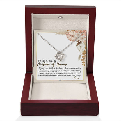 Matron of Honour Thank You Gift - On My Wedding Day Gift From Bride - Wedding Party Accessories , Pink Floral and Boho Wedding Theme - Liliana and Liam