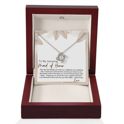 Maid of Honor Gift - MOH On My Wedding Day - Great Wedding Party Thank You Gift From The Bride , Pink Floral and Boho Wedding Theme - Liliana and Liam