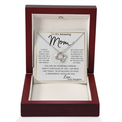 Gift for Mom - True Privilege - To My Mother, From Daughter - A Beautiful Women's Pendant Necklace - Great For Mother's Day, Christmas, or Her Birthday