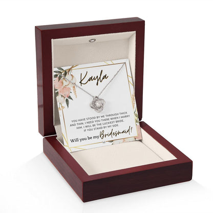 Bridesmaid Proposal Custom Name - Wedding Party Jewelry Accessories From Bride - Need You There , Pink Floral and Boho Wedding Theme - Liliana and Liam