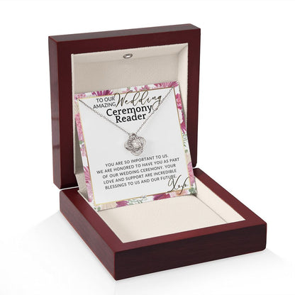 Wedding Ceremony Reader - Great Thank You Gift From Bride and Groom - Gratitude & Appreciation , Pink Floral and Boho Wedding Theme - Liliana and Liam