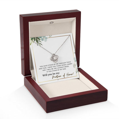 Matron of Honour Proposal Gift - Unique Be My MOH Gift From Bride - Through Thick and Thin , White and Green, Eucalyptus Wedding - Liliana and Liam