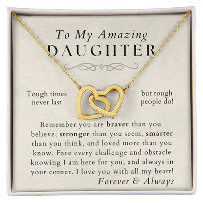 Braver, Stronger, Smarter - Daughter Necklace - Gift from Mom or Dad - Christmas, Birthday, Graduation, Valentines Gifts