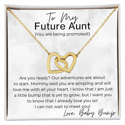 Promotion Time - Gift for Future Aunt, Pregnancy Announcement - Interlocking Heart Pendant Necklace For Aunt