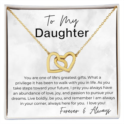 You Are Life's Greatest Gift - Gift for Daughter - Interlocking Heart Pendant Necklace