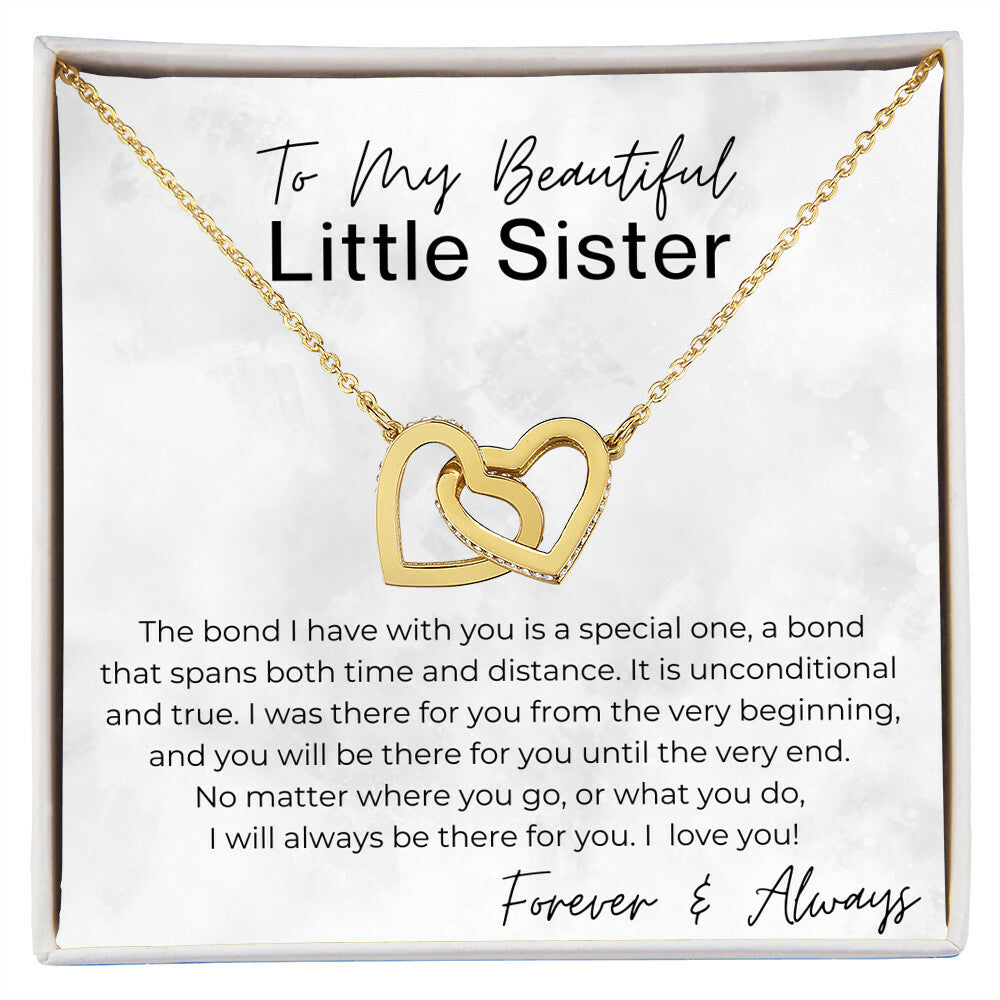 The Bond I Have With You Is Special - Gift for Little Sister - Interlocking Heart Pendant Necklace