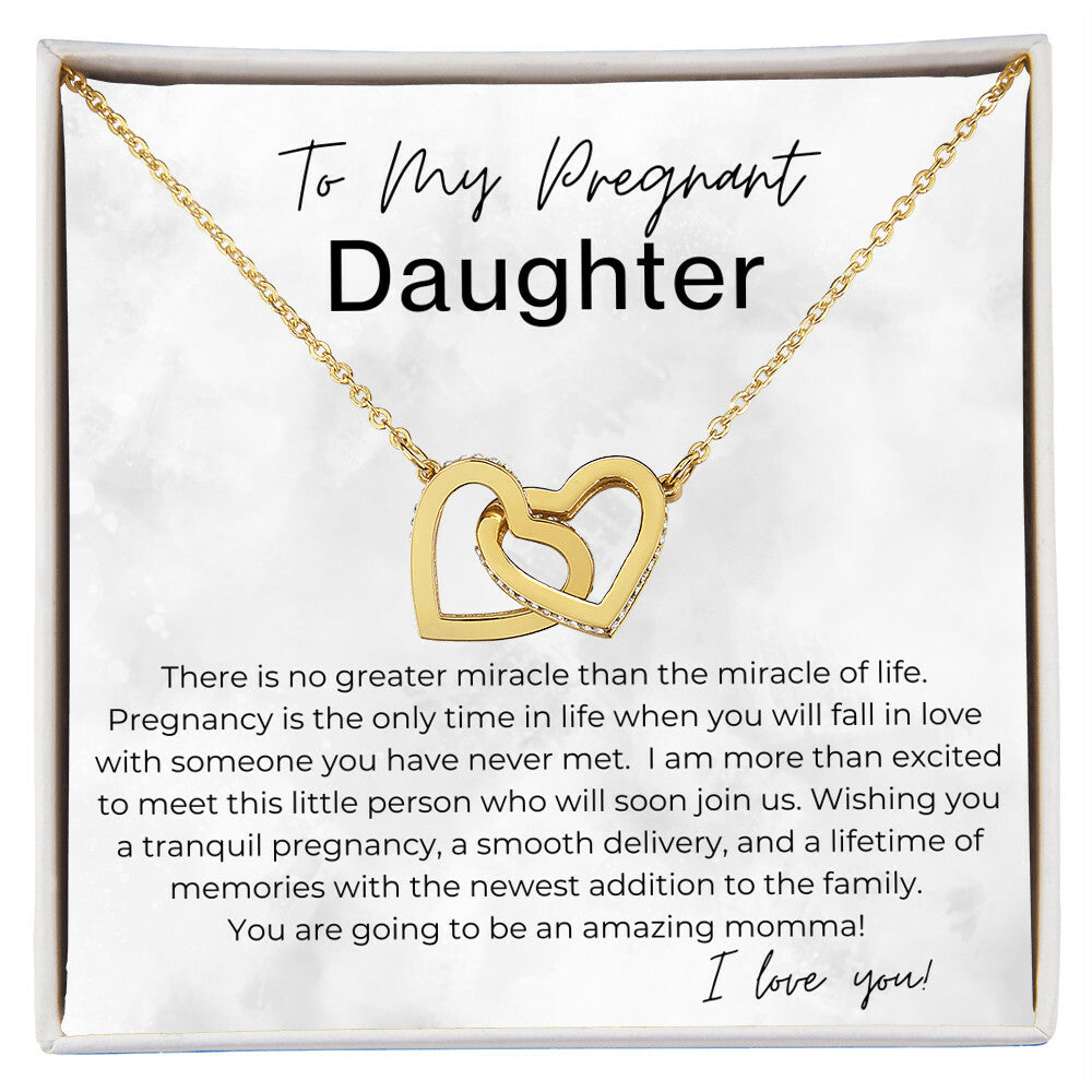 Wishing You a Smooth Pregnancy - Gift for Pregnant Daughter - Interlocking Heart Pendant Necklace