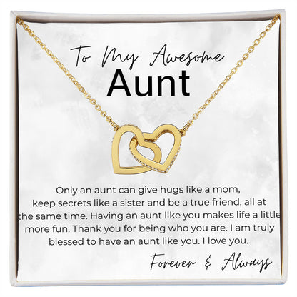 You Are Awesome - Gift for Aunt - Interlocking Heart Pendant Necklace