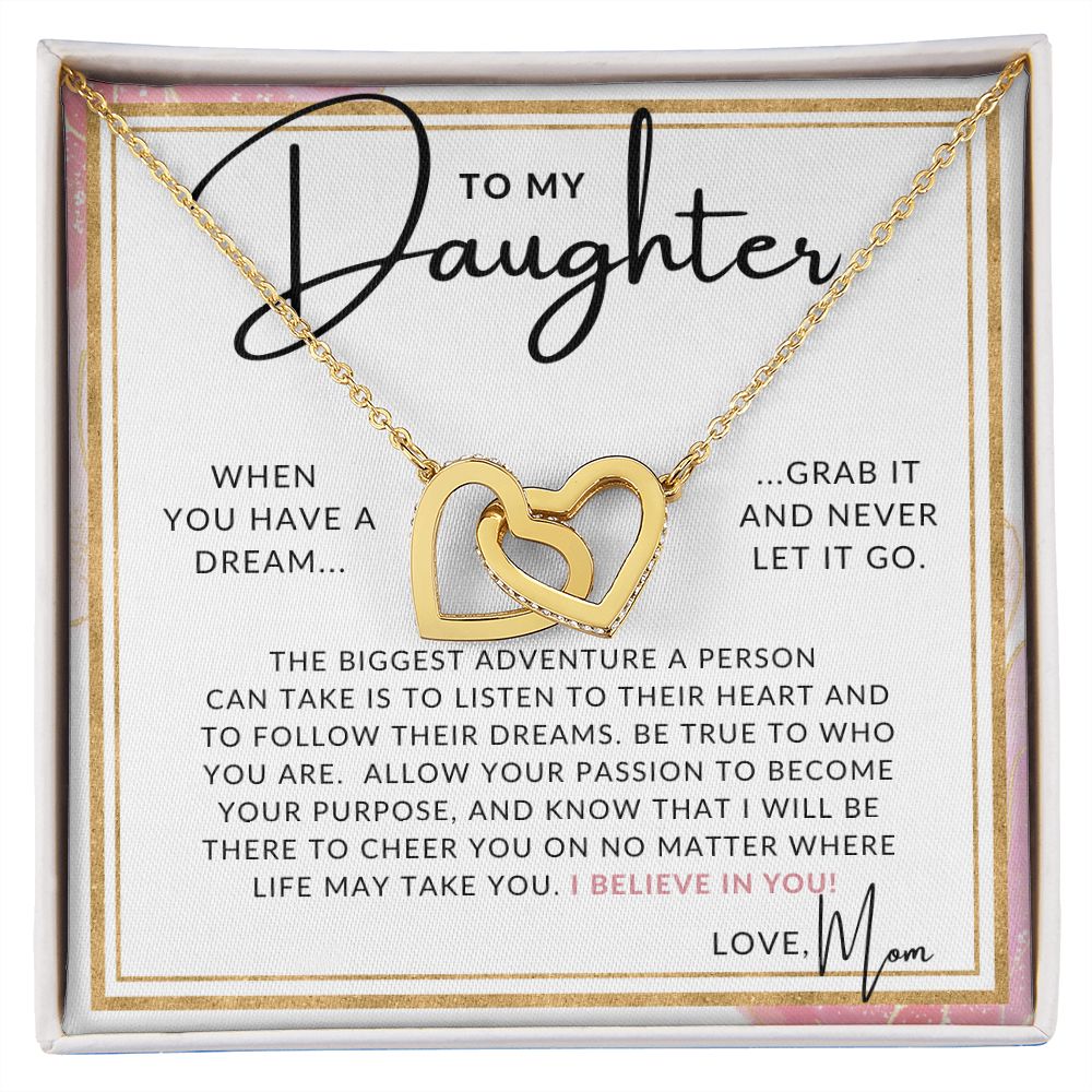 Follow Your Dreams - To My Daughter (From Mom) - Mother to Daughter Necklace - Christmas Gifts, Birthday Present, Graduation Gift, Valentine's Day