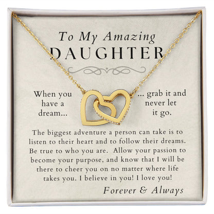 Follow Your Dreams - Daughter Necklace - Gift from Mom or Dad - Christmas, Birthday, Graduation, Valentines Gifts
