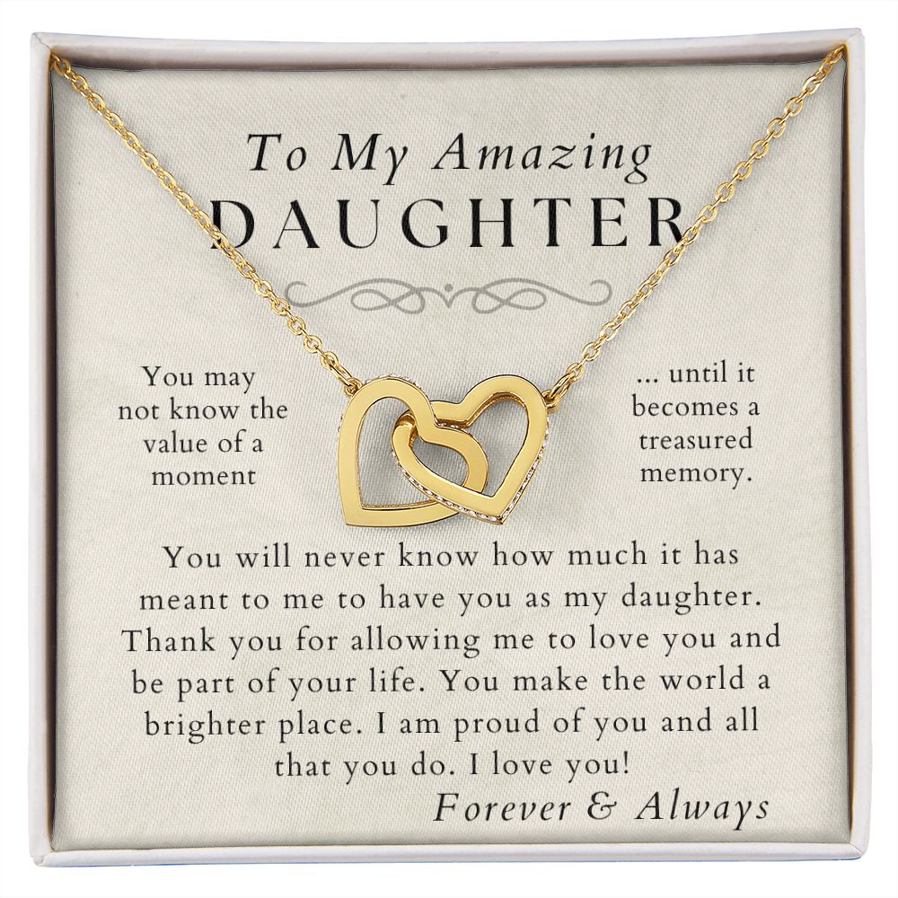 Proud Of You - Daughter Necklace - Gift from Mom or Dad - Christmas, Birthday, Graduation, Valentines Gifts