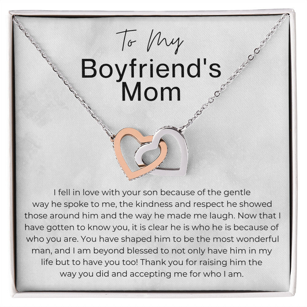 Thank You for Raising Your Son - Gift for Boyfriend's Mom - Interlocking Heart Pendant Necklace