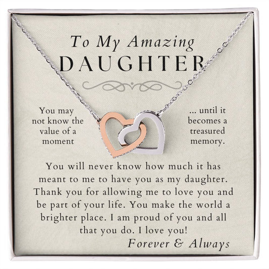 Proud Of You - Daughter Necklace - Gift from Mom or Dad - Christmas, Birthday, Graduation, Valentines Gifts