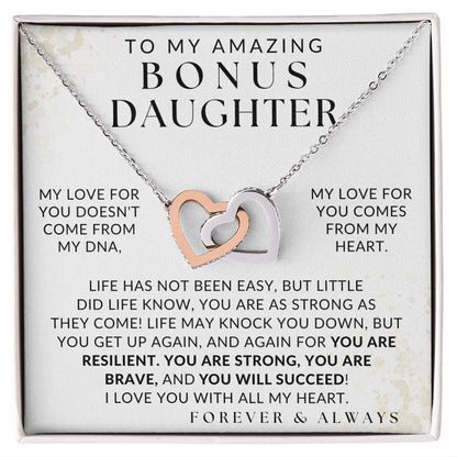 You Are Strong As They Come - Bonus Daughter Necklace - Gift from Bonus Mom or Bonus Dad