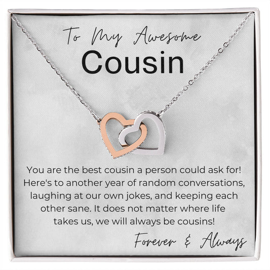 You Are The Best Cousin - Gift For Cousin - Interlocking Heart Pendant Necklace