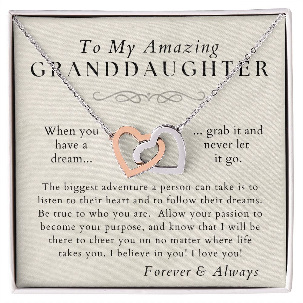 Follow Your Dreams - Granddaughter Necklace - Gift from Grandma, Grandpa - Christmas, Birthday, Graduation, Valentines Gifts