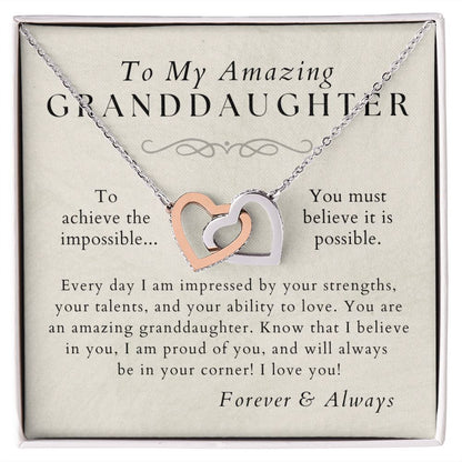 I Believe In You - Granddaughter Necklace - Gift from Grandma, Grandpa - Christmas, Birthday, Graduation, Valentines Gifts