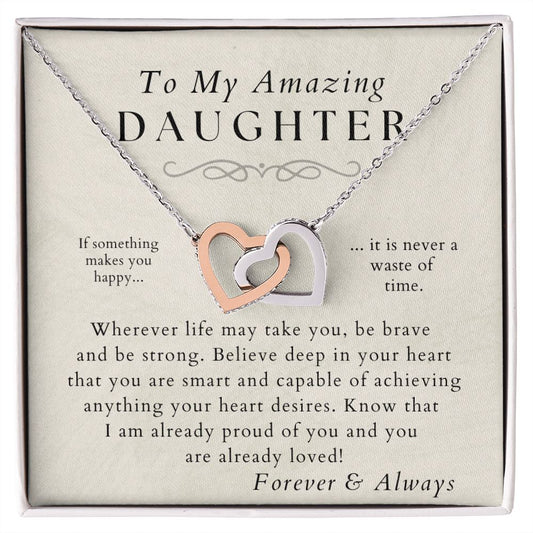 Be Brave, Be Strong - Daughter Necklace - Gift from Mom or Dad - Christmas, Birthday, Graduation, Valentines Gifts