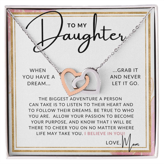 Follow Your Dreams - To My Daughter (From Mom) - Mother to Daughter Necklace - Christmas Gifts, Birthday Present, Graduation Gift, Valentine's Day
