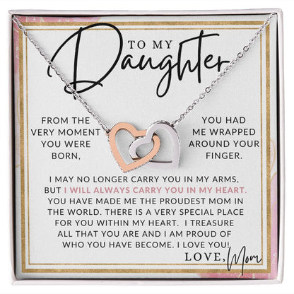 Proudest Mom - To My Daughter (From Mom) - Mother to Daughter Necklace - Christmas Gifts, Birthday Present, Graduation Gift, Valentine's Day