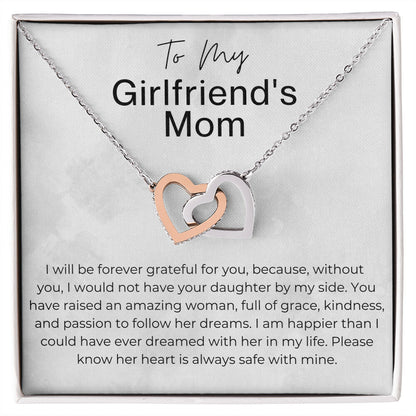 Her Heart is Safe - Gift for Girlfriend's Mom - Interlocking Heart Pendant Necklace