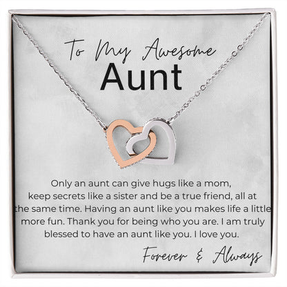 You Are Awesome - Gift for Aunt - Interlocking Heart Pendant Necklace