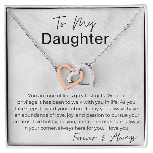 You Are Life's Greatest Gift - Gift for Daughter - Interlocking Heart Pendant Necklace