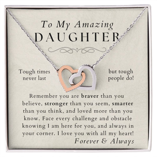 Braver, Stronger, Smarter - Daughter Necklace - Gift from Mom or Dad - Christmas, Birthday, Graduation, Valentines Gifts
