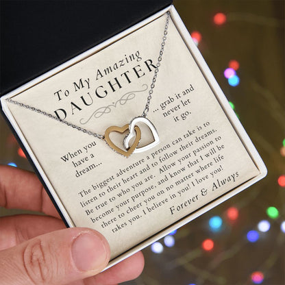 Follow Your Dreams - Daughter Necklace - Gift from Mom or Dad - Christmas, Birthday, Graduation, Valentines Gifts