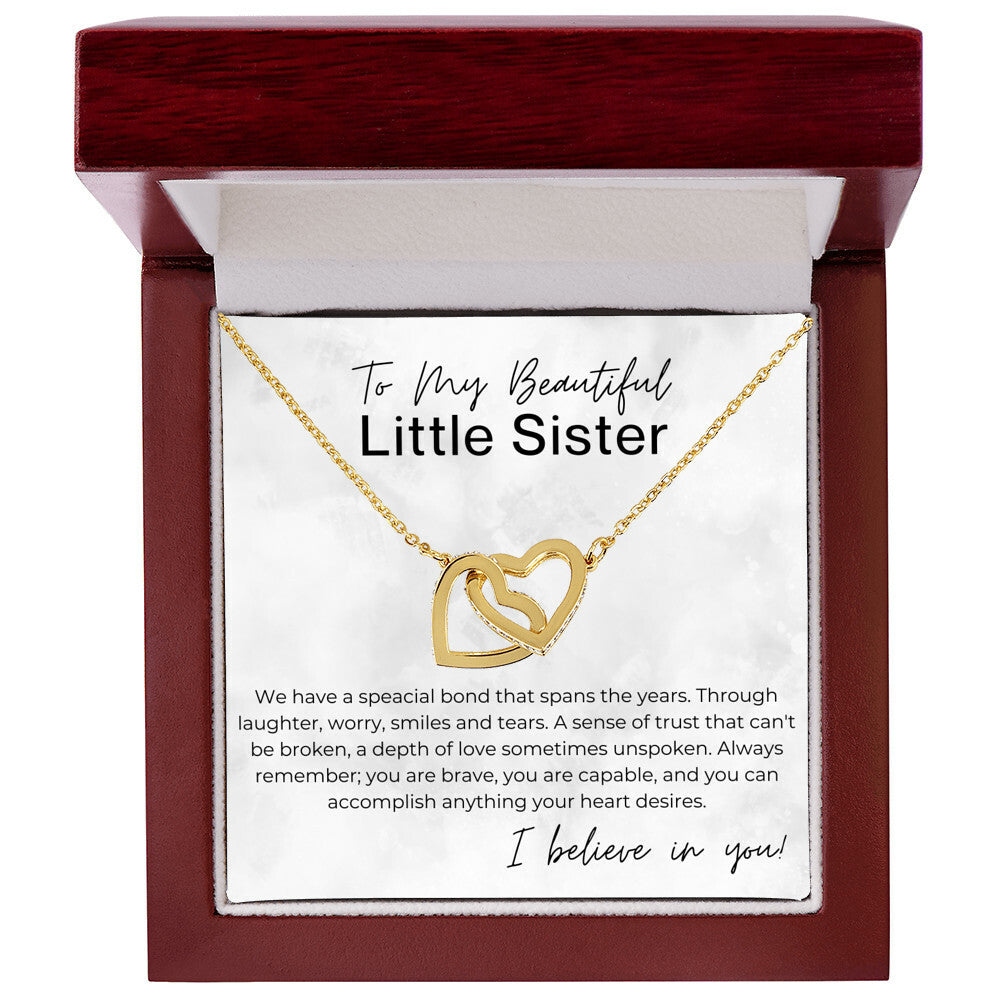 Always Remember - Gift for Little Sister - Interlocking Heart Pendant Necklace