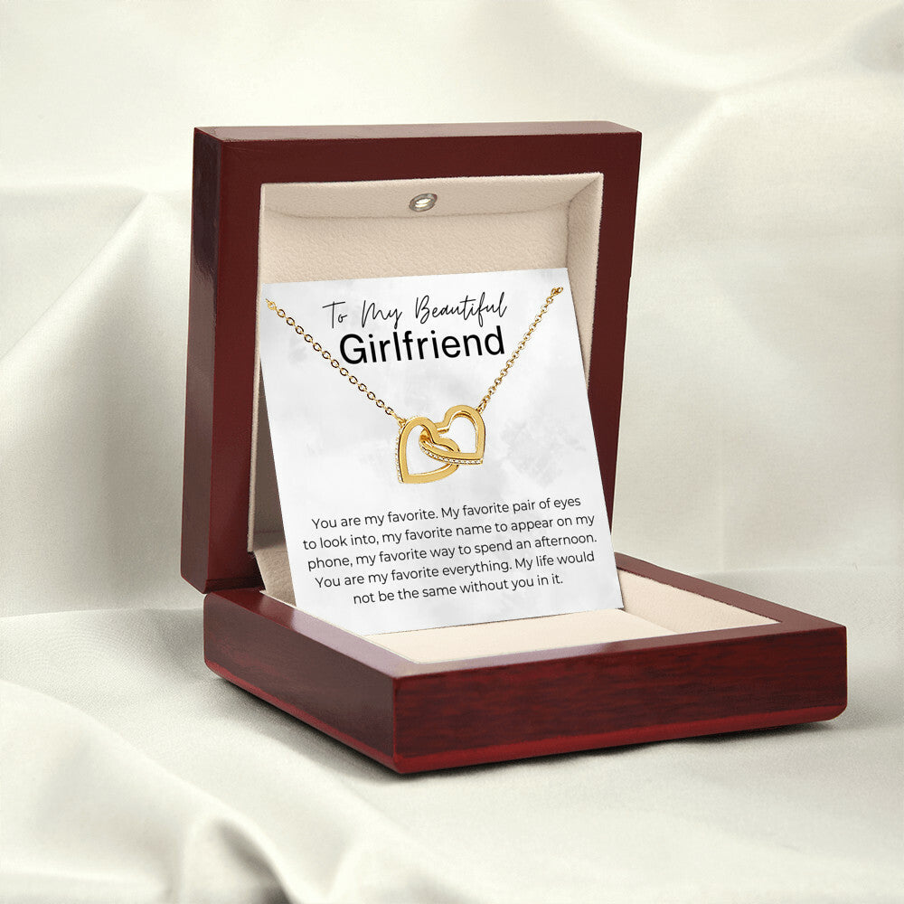 You Are My Favorite - Gift for Girlfriend - Interlocking Heart Pendant Necklace