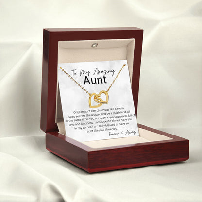 Blessed to Have an Aunt Like You - Gift for Aunt - Interlocking Heart Pendant Necklace