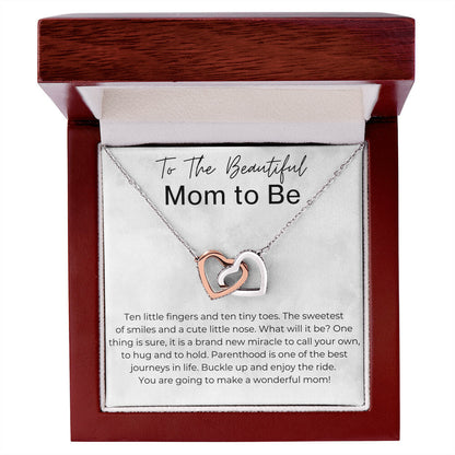 Buckle Up and Enjoy the Ride - Gift for Mom to Be - Interlocking Heart Pendant Necklace