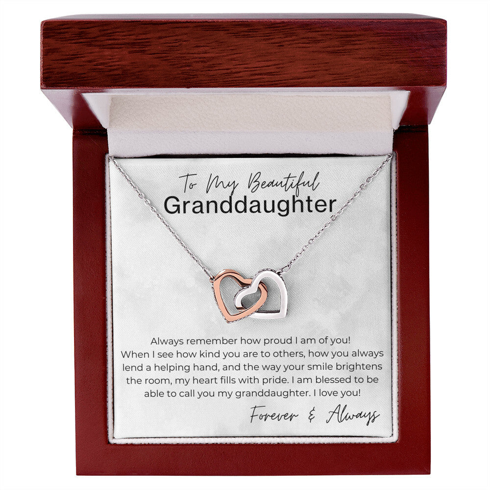 Always Remember How Proud I Am - Gift for Granddaughter - Interlocking Heart Pendant Necklace