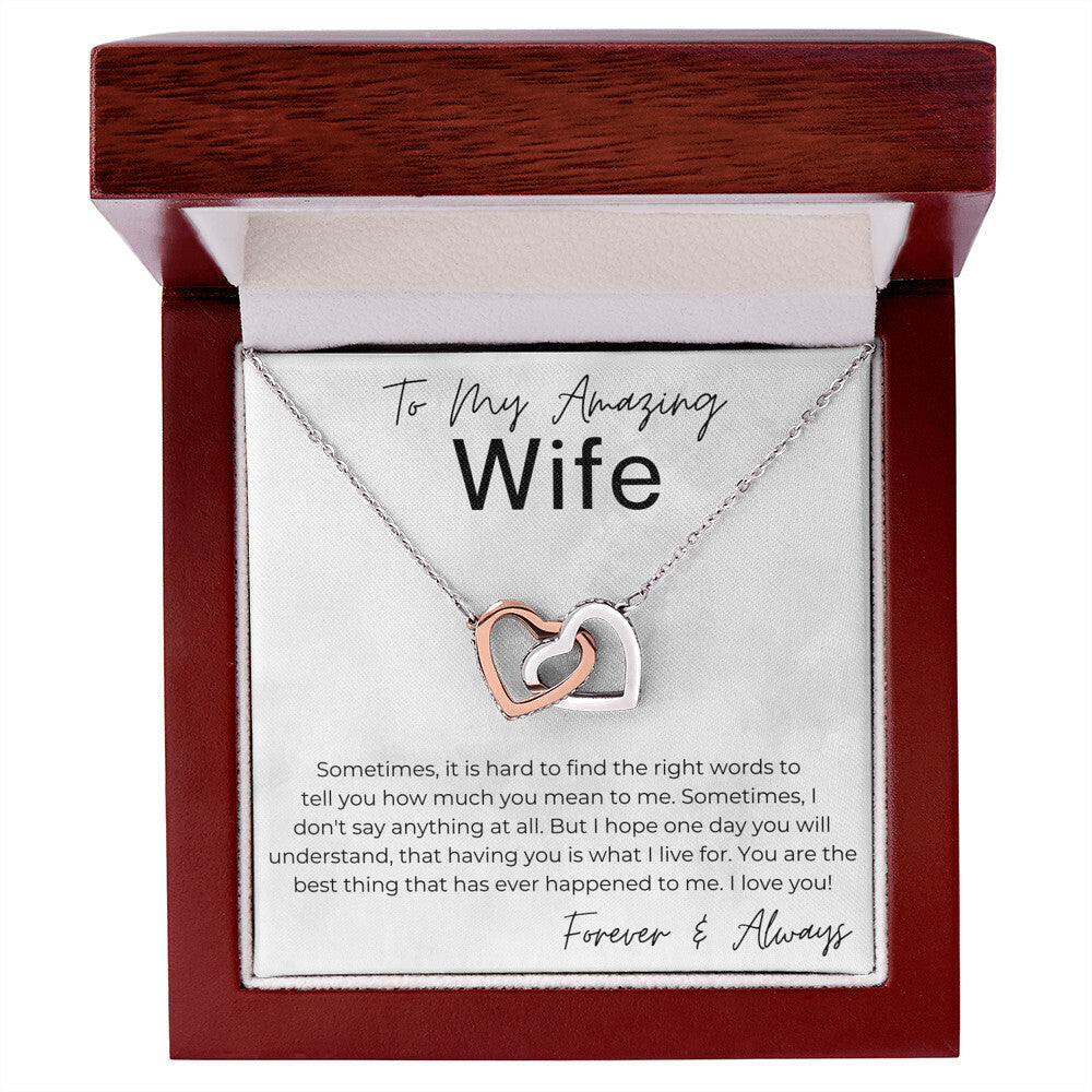 Having You is What I Live For - Gift for Wife - Interlocking Heart Pendant Necklace