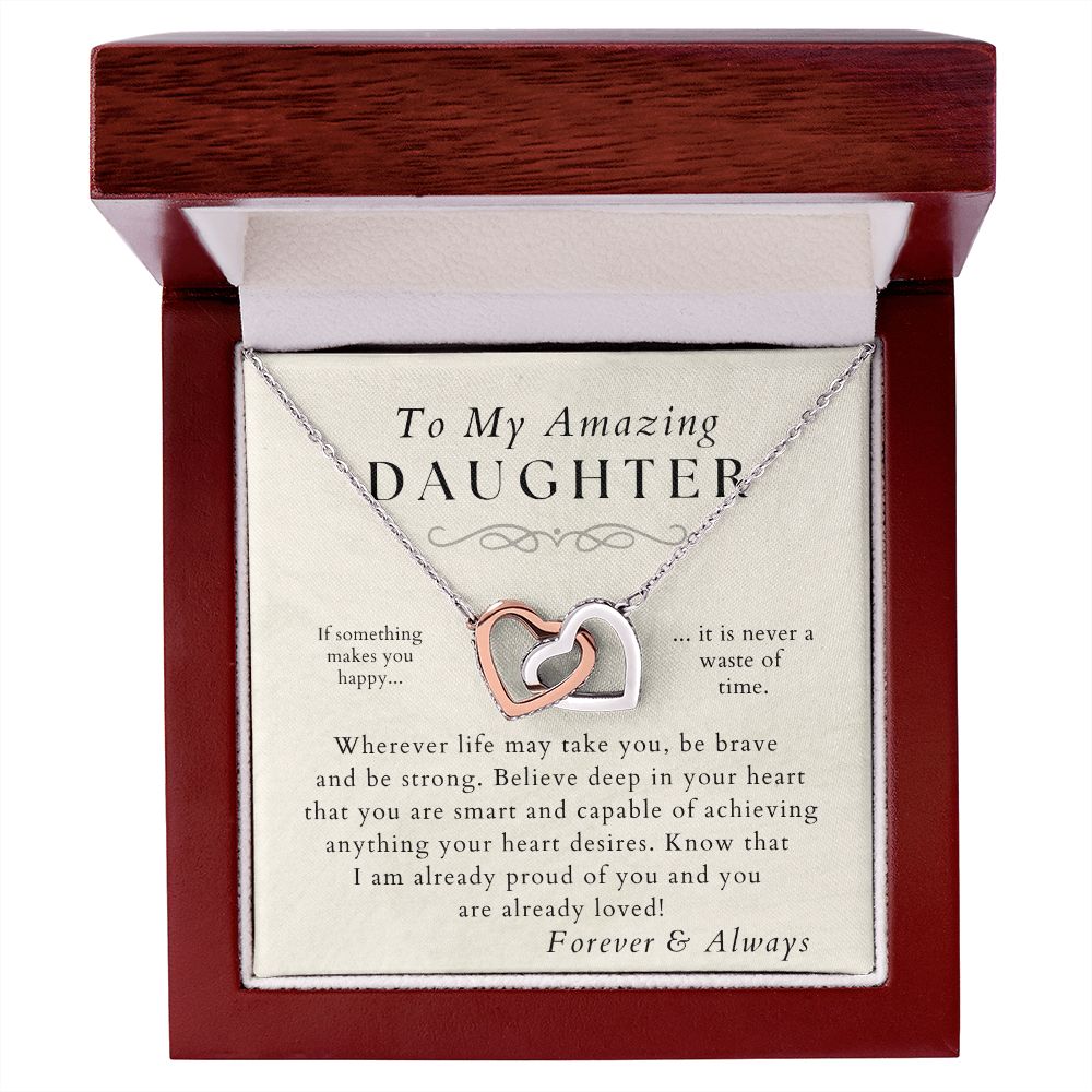 Be Brave, Be Strong - Daughter Necklace - Gift from Mom or Dad - Christmas, Birthday, Graduation, Valentines Gifts