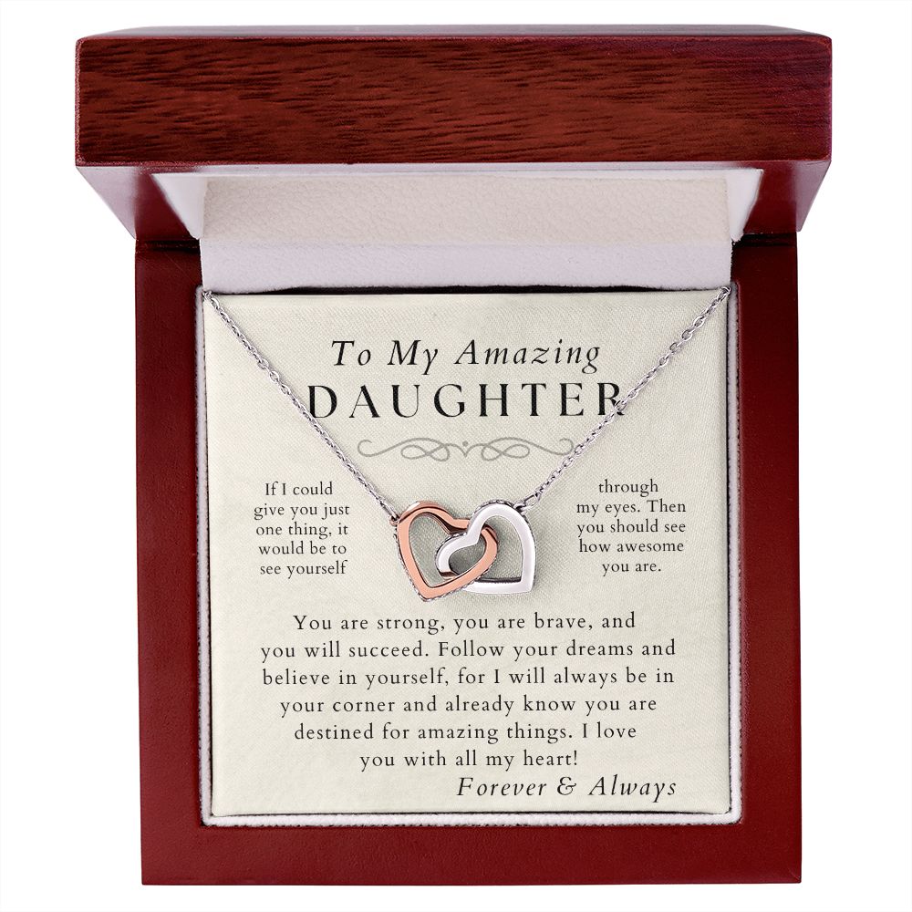 With All My Heart - Daughter Necklace - Gift from Mom or Dad - Christmas, Birthday, Graduation, Valentines Gifts