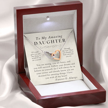 With All My Heart - Daughter Necklace - Gift from Mom or Dad - Christmas, Birthday, Graduation, Valentines Gifts