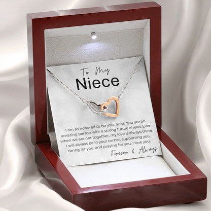 I will Always Be in Your Corner - A Gift for Niece from Aunt - Interlocking Heart Pendant Necklace