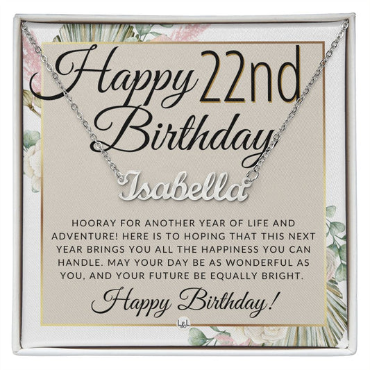 22nd Birthday Gift For Her - Name Necklace Gift For A 22 Year Old's Birthday - The Perfect Personalized Present - Liliana and Liam
