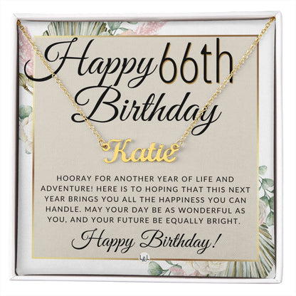 66th Birthday Gift For Her - Name Necklace Gift For A 66 Year Old's Birthday - The Perfect Personalized Present - Liliana and Liam