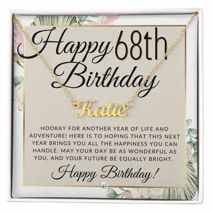 68th Birthday Gift For Her - Name Necklace Gift For A 68 Year Old's Birthday - The Perfect Personalized Present - Liliana and Liam