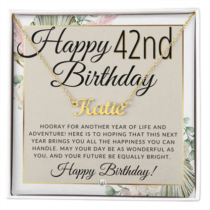 42nd Birthday Gift For Her - Name Necklace Gift For A 42 Year Old's Birthday - The Perfect Personalized Present - Liliana and Liam