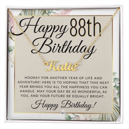 88th Birthday Gift For Her - Name Necklace Gift For A 88 Year Old's Birthday - The Perfect Personalized Present - Liliana and Liam