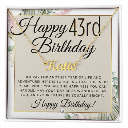 43rd Birthday Gift For Her - Name Necklace Gift For A 43 Year Old's Birthday - The Perfect Personalized Present - Liliana and Liam