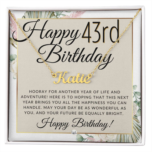 43rd Birthday Gift For Her - Name Necklace Gift For A 43 Year Old's Birthday - The Perfect Personalized Present - Liliana and Liam