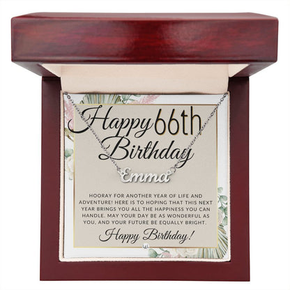 66th Birthday Gift For Her - Name Necklace Gift For A 66 Year Old's Birthday - The Perfect Personalized Present - Liliana and Liam