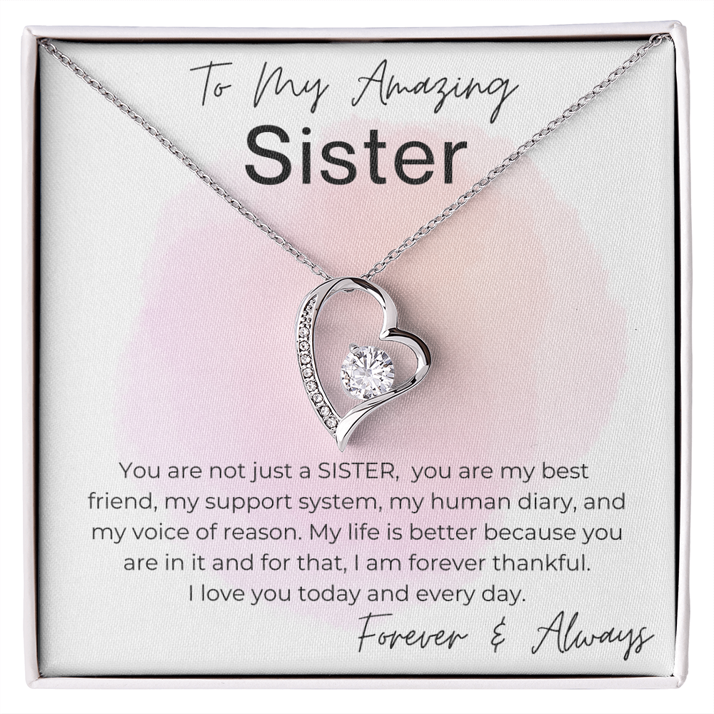 My Sister, My Best Friend - Gift for Sister - Heart Pendant Necklace